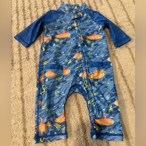 UV Skinz Baby Boy UPF 50+ Long Sleeve Sun and Swim Blue Rashguard One-Piece